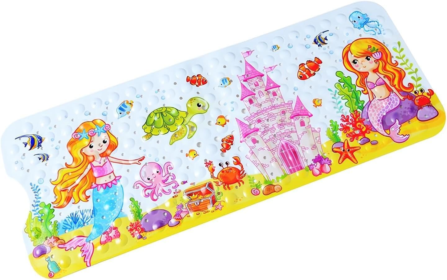 Tapete de baño antideslizante para baño interior para niños, niñas y niños, tapete de ducha de animales marinos de dibujos animados, tapete de baño