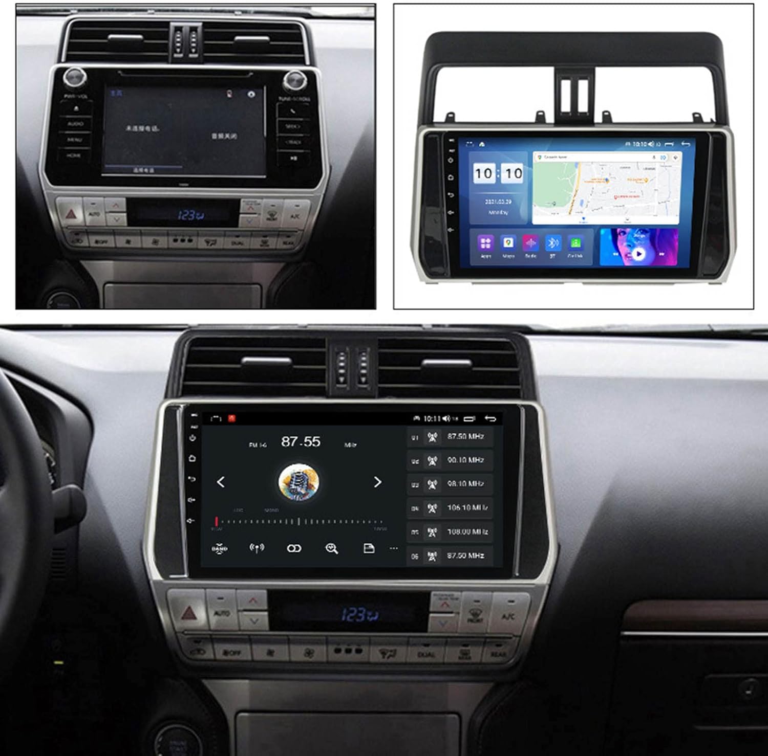 Estéreo de coche Android 12 para Toyota Prado 2017-2018 con Carplay inalámbrico y Android Auto inalámbrico 9 pulgadas pantalla táctil radio de