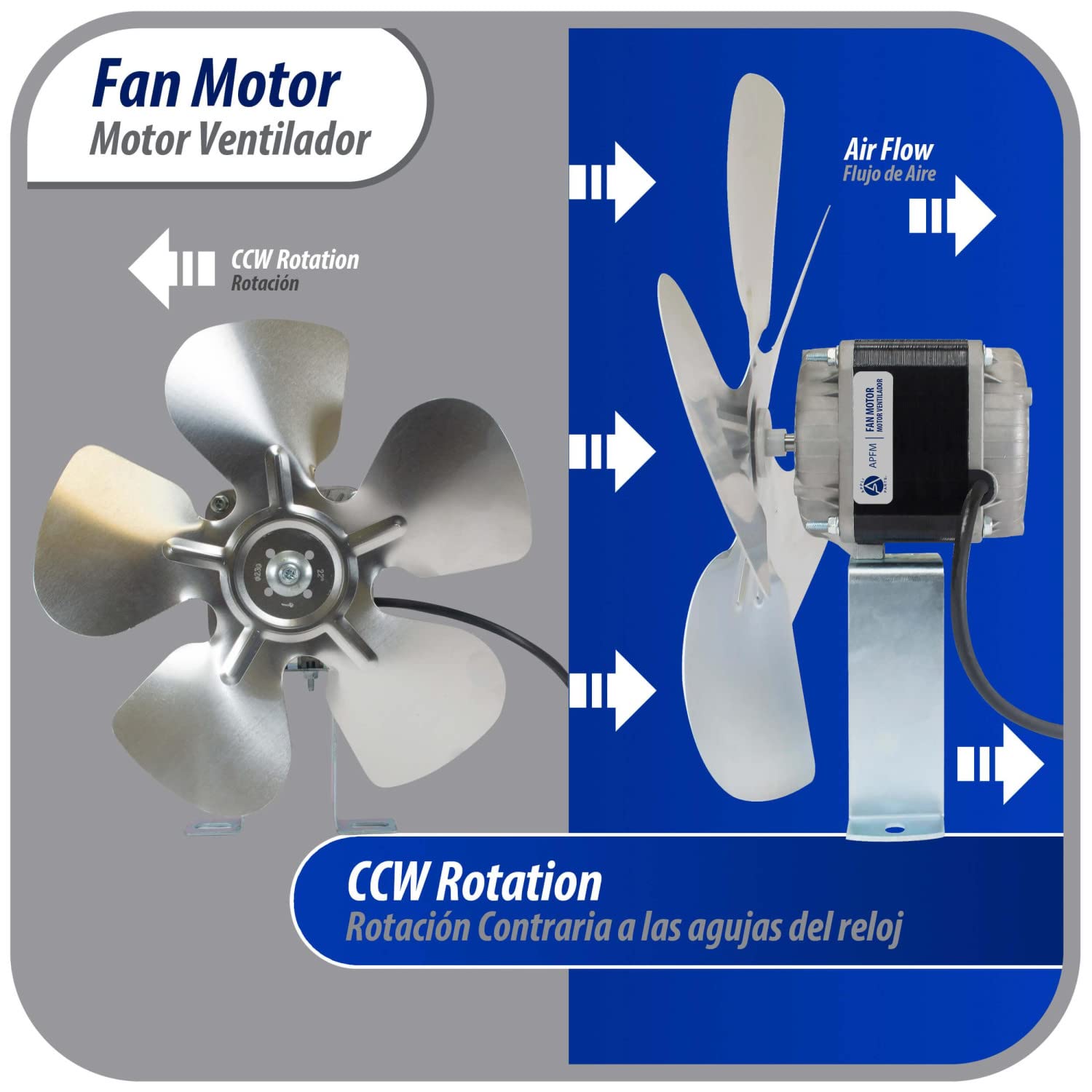 Appli Parts APFM-341E – Motor de condensador y evaporador de refrigeración de 34 W, 115 V, 60 Hz, 1,5 A, 1450 rpm, incluye base y ventilador de
