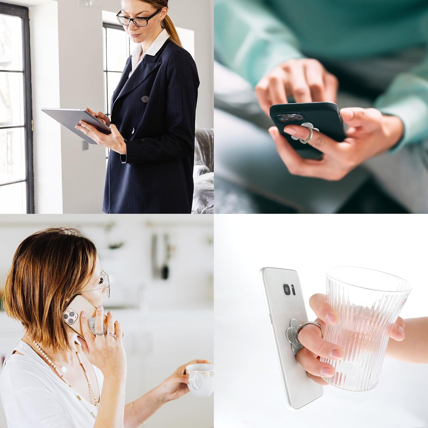 Sibba 2 soportes para anillo de teléfono, soporte de anillo de dedo de flor para teléfono celular, accesorios universales compatibles con teléfono