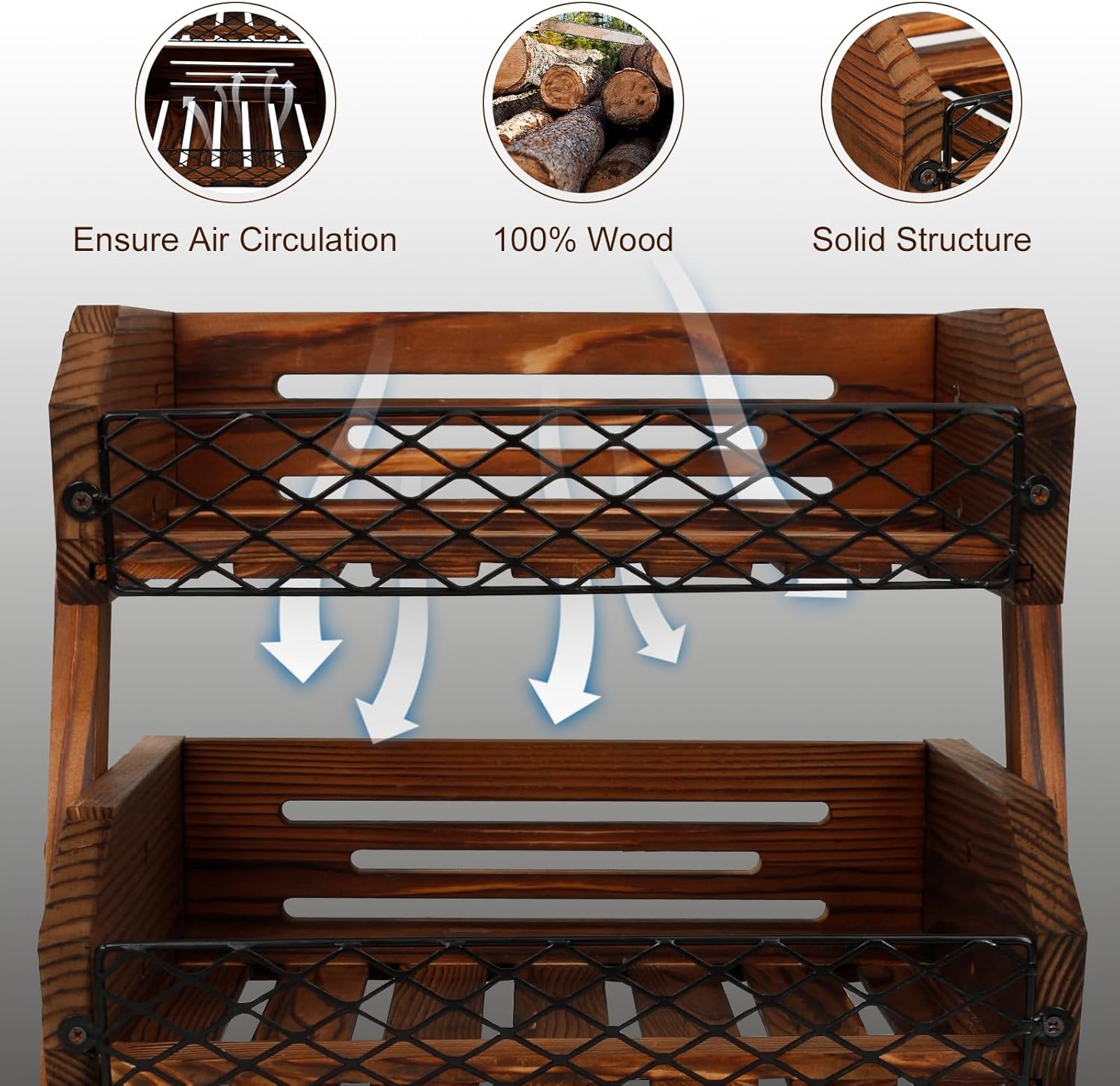 Cesta de fruta de madera para cocina, frutero multifuncional de 3 niveles, soporte de fruta de madera para encimera de cocina ordenar encimeras y