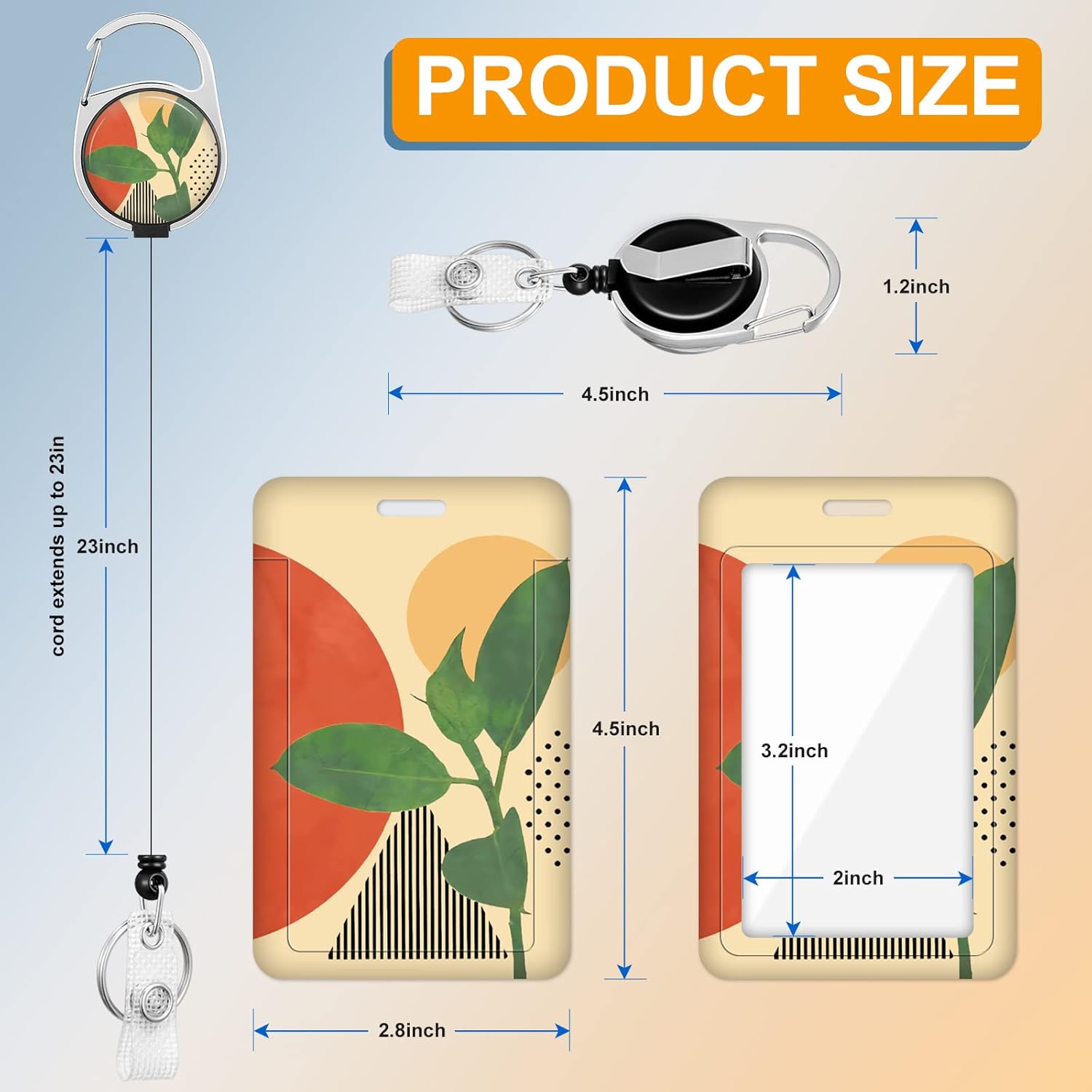 Plifal Portatarjetas con carrete retráctil, diseño bohemio Abstaract de identificación de plantas, clip de identificación de plantas, clip de