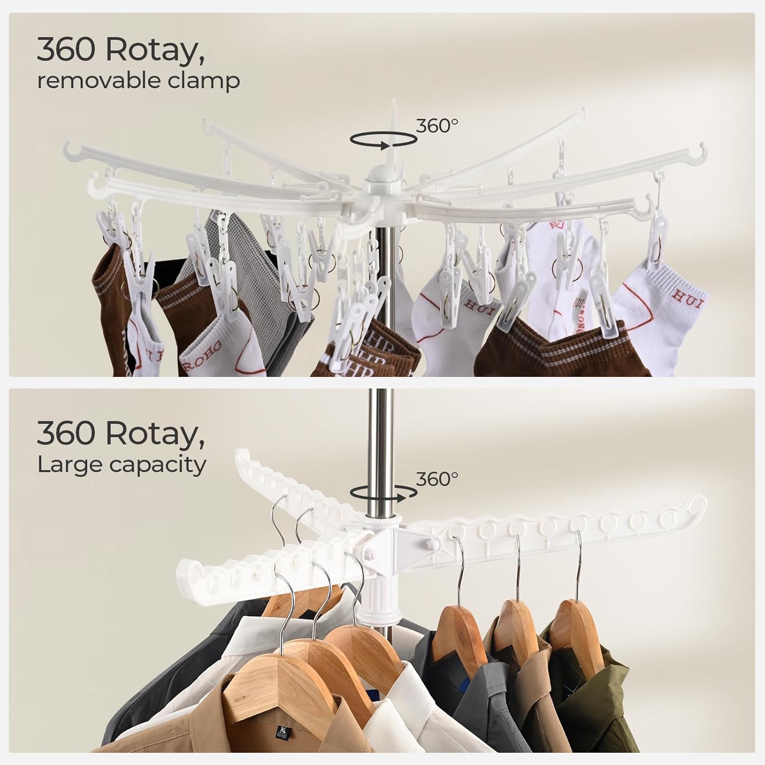 RudyHousee Estante de secado de ropa, trípode de 72 pulgadas, 2 niveles, soporte de vapor plegable, perchero para colgar ropa, almacenamiento de