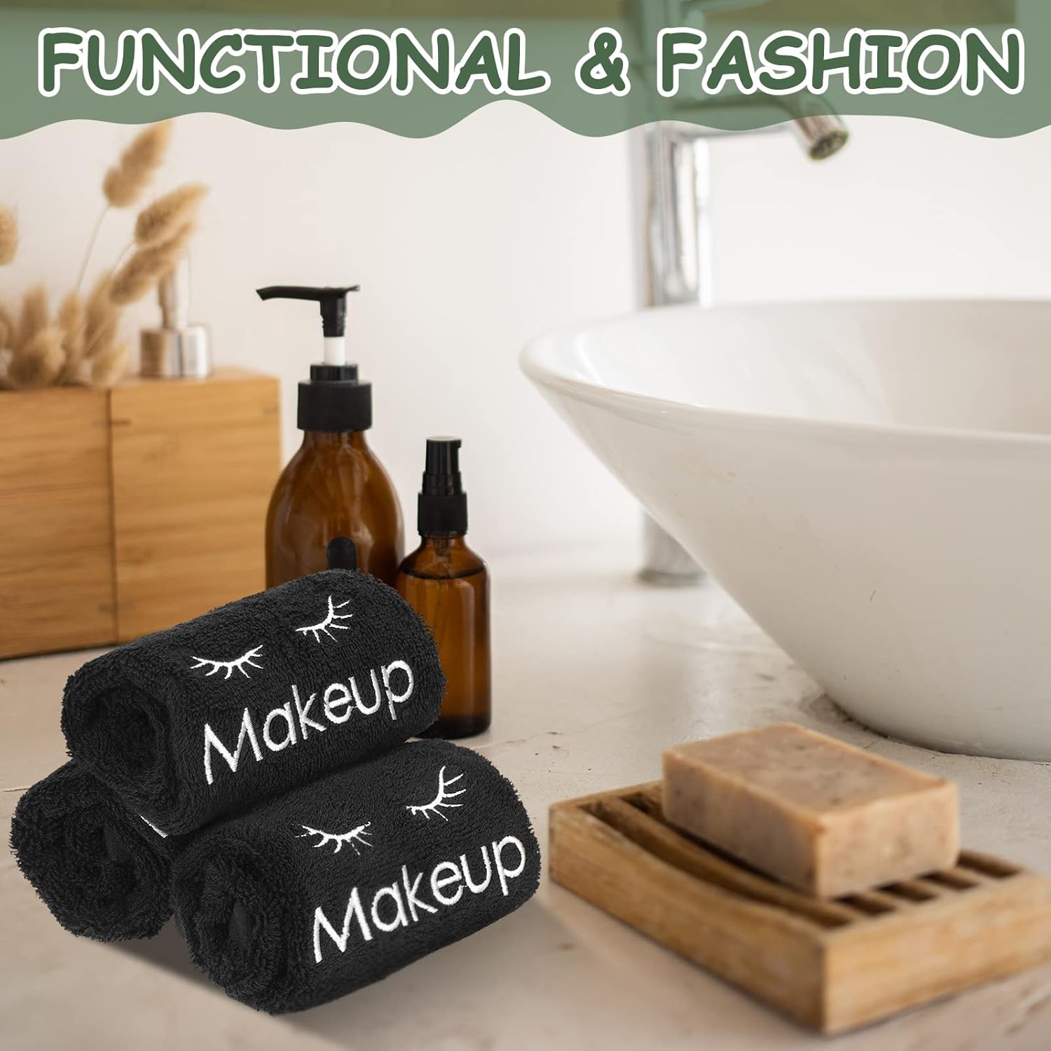 Shimeyao 6 paños de maquillaje reutilizables de 13 x 13 pulgadas, paños de limpieza facial, toallas de algodón para cosméticos, toallas de