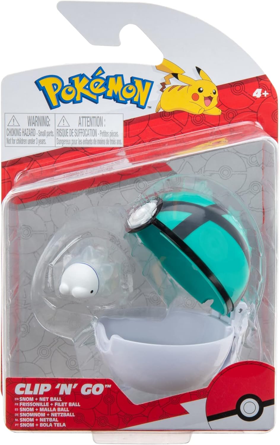 Pokémon PKW2655 – Clip’n’Go Pokéball – Snomnom & Netball, Official Pokéball with Detailed 5 cm Figure