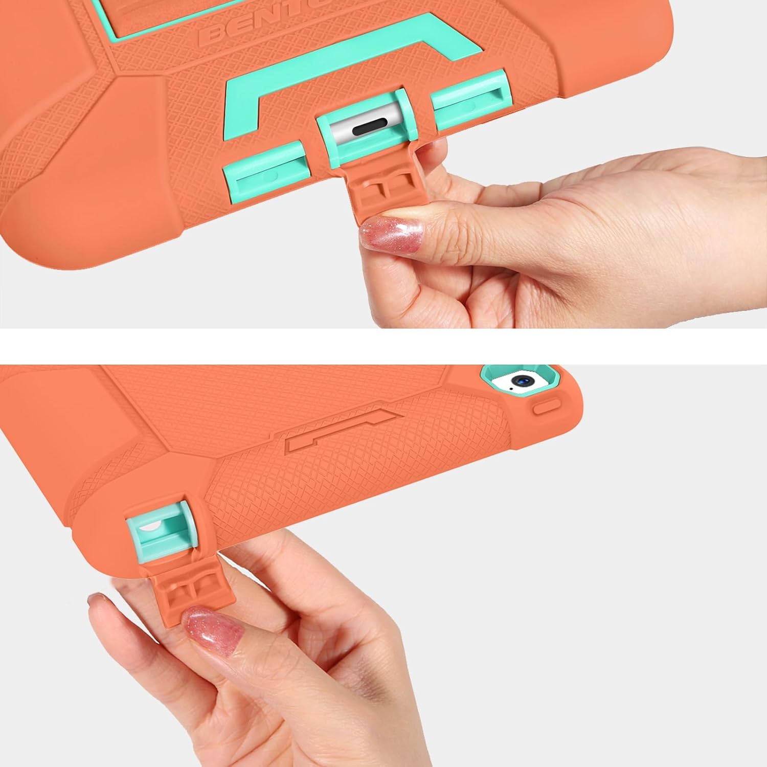 BENTOBEN Funda para iPad Air 2, híbrida a prueba de golpes con soporte, silicona protectora y material de policarbonato duro, naranjaverde