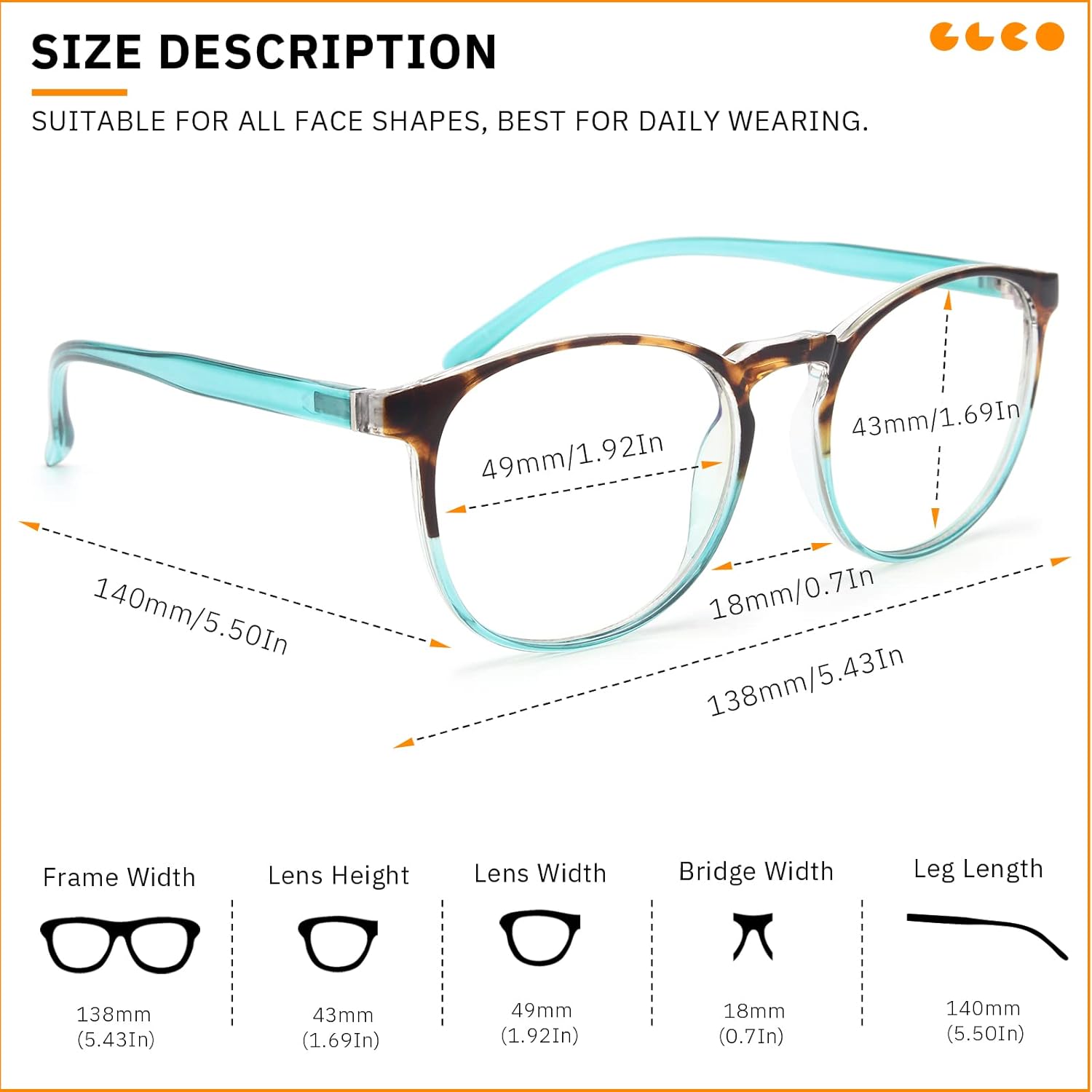 IBOANN – Lentes con filtro de luz azul para mujeres y hombres, paquete de 3 unidades, armazón redonda estilo retro a la moda, lentes falsos vintage