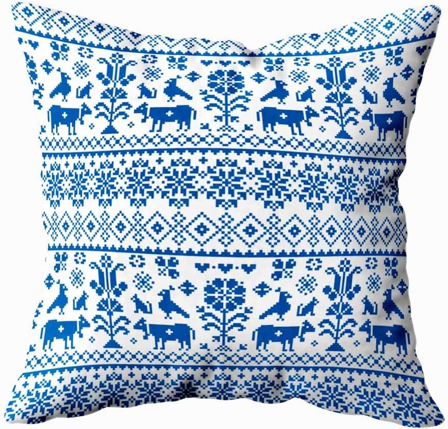 Juego de 2 fundas de almohada de 18 x 18 pulgadas, patrón azul marino y blanco, funda de almohada cuadrada para cojín de exterior, diseño