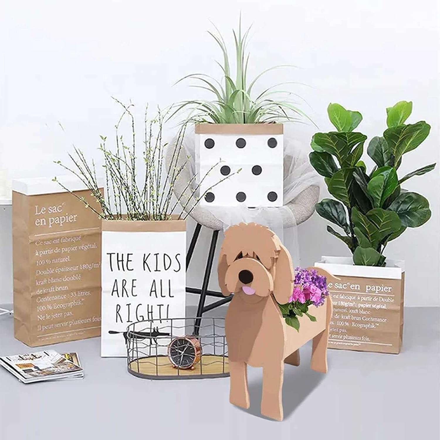 Maceta para perros, maceta de PVC con forma de dibujos animados para interiores, oficina, exterior, decoración de jardín, regalo