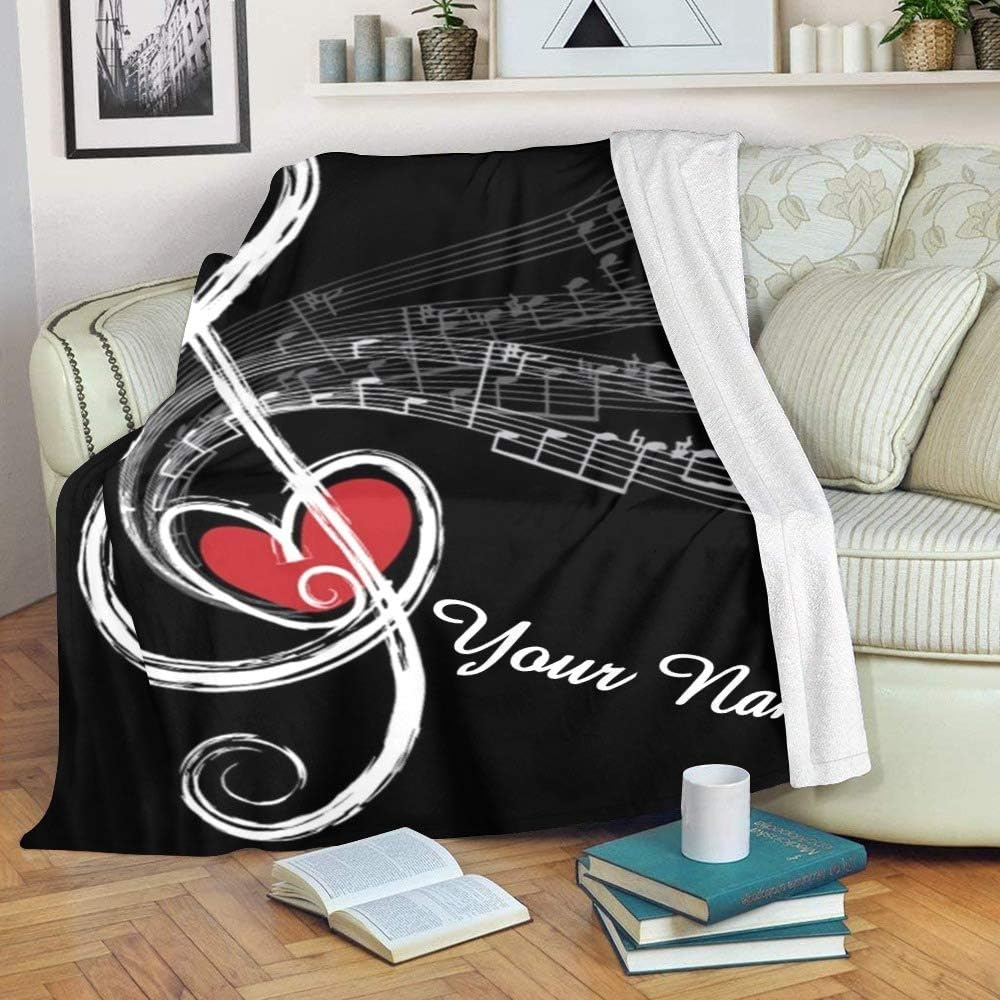 Manta personalizada con texto del nombre, manta de forro polar súper suave personalizada con texto en inglés Treble Love, manta de forro polar súper