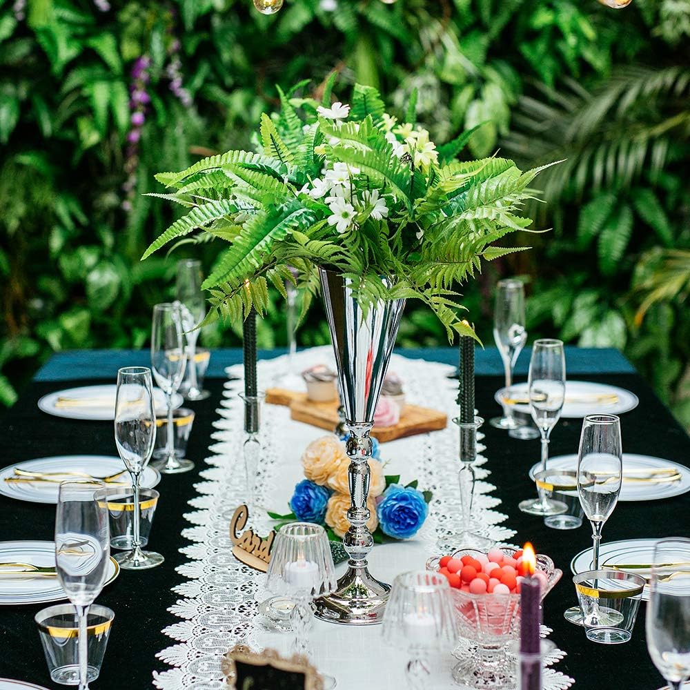 Sziqiqi Juego de 2 centros de mesa altos metálicos para mesas de recepción de boda Florero dorado con soporte Decoración de base para fiestas,