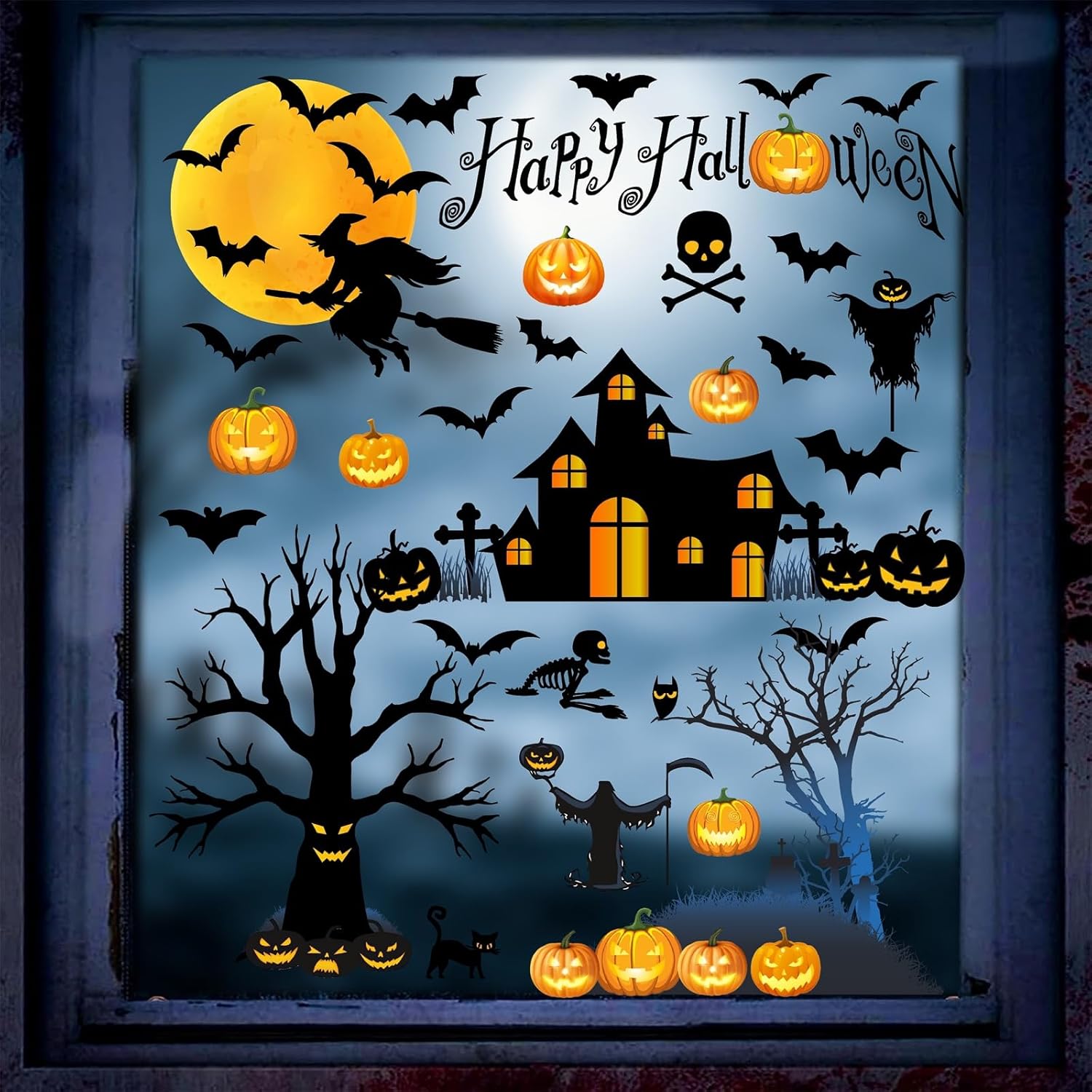 Calcomanías de pared de Halloween, calcomanías de murciélago volador aterrador, decoración de pared, calcomanía de pared de Halloween, casa