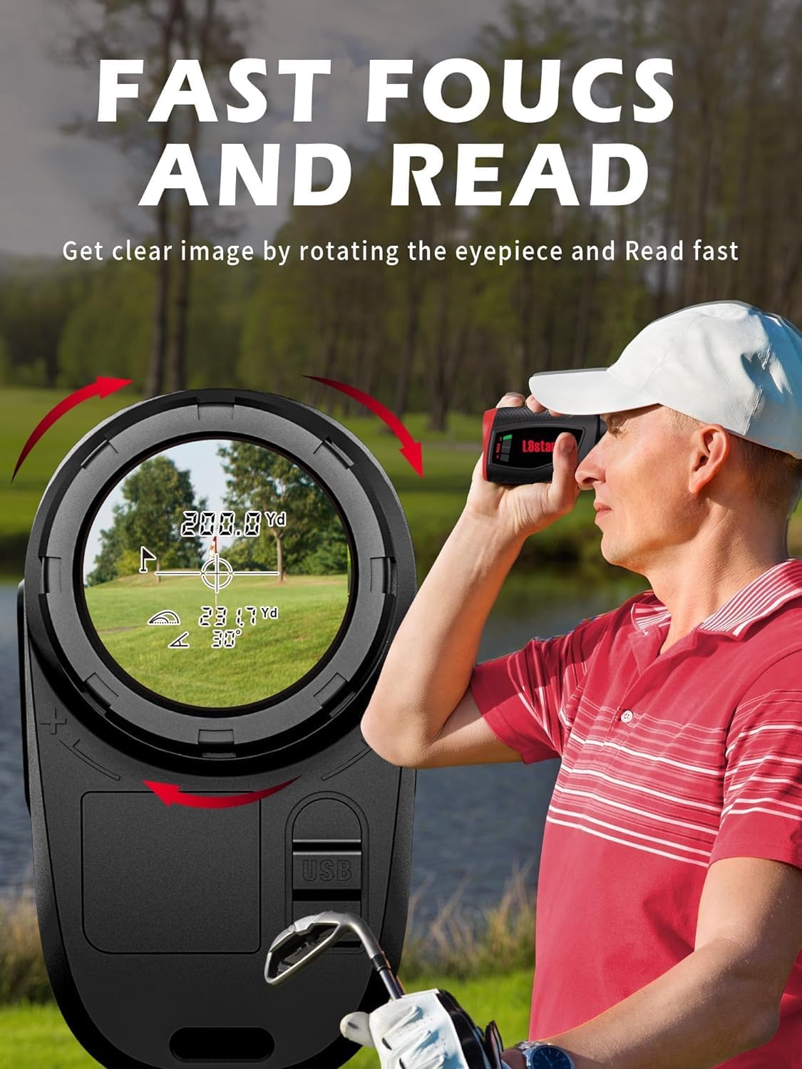 Golf Range Finder with Magnetic Strip, 800 Yards Golf Rangefinder with Slope, High-Precision Fast Flagpole Lock with Pulse Vibration Slope Laser