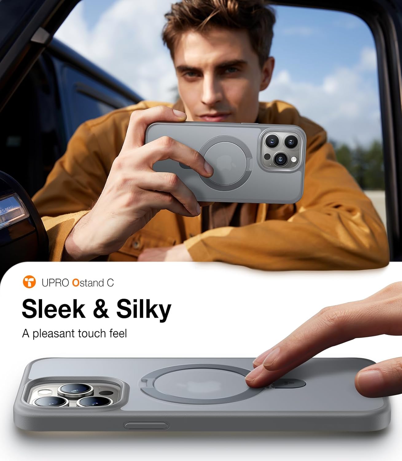 TORRAS Funda ultra magnética para iPhone 15 Pro con soporte resistente, 12 pies de grado militar a prueba de golpes y compatible con MagSafe