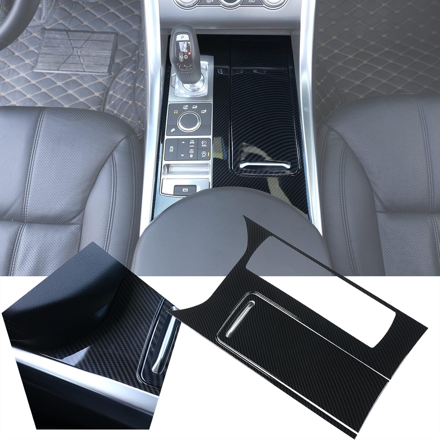 ABS estilo fibra de carbono plástico consola central panel cubierta marco 3 piezas para Land Rover Range Rover Sport 2014-2017 mano izquierda