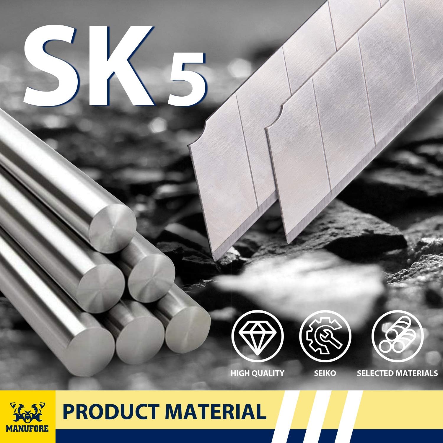 MANUFORE Cuchillo utilitario de 0.984 in Cuchillo retráctil resistente a presión con hoja ultra afilada de acero SK5