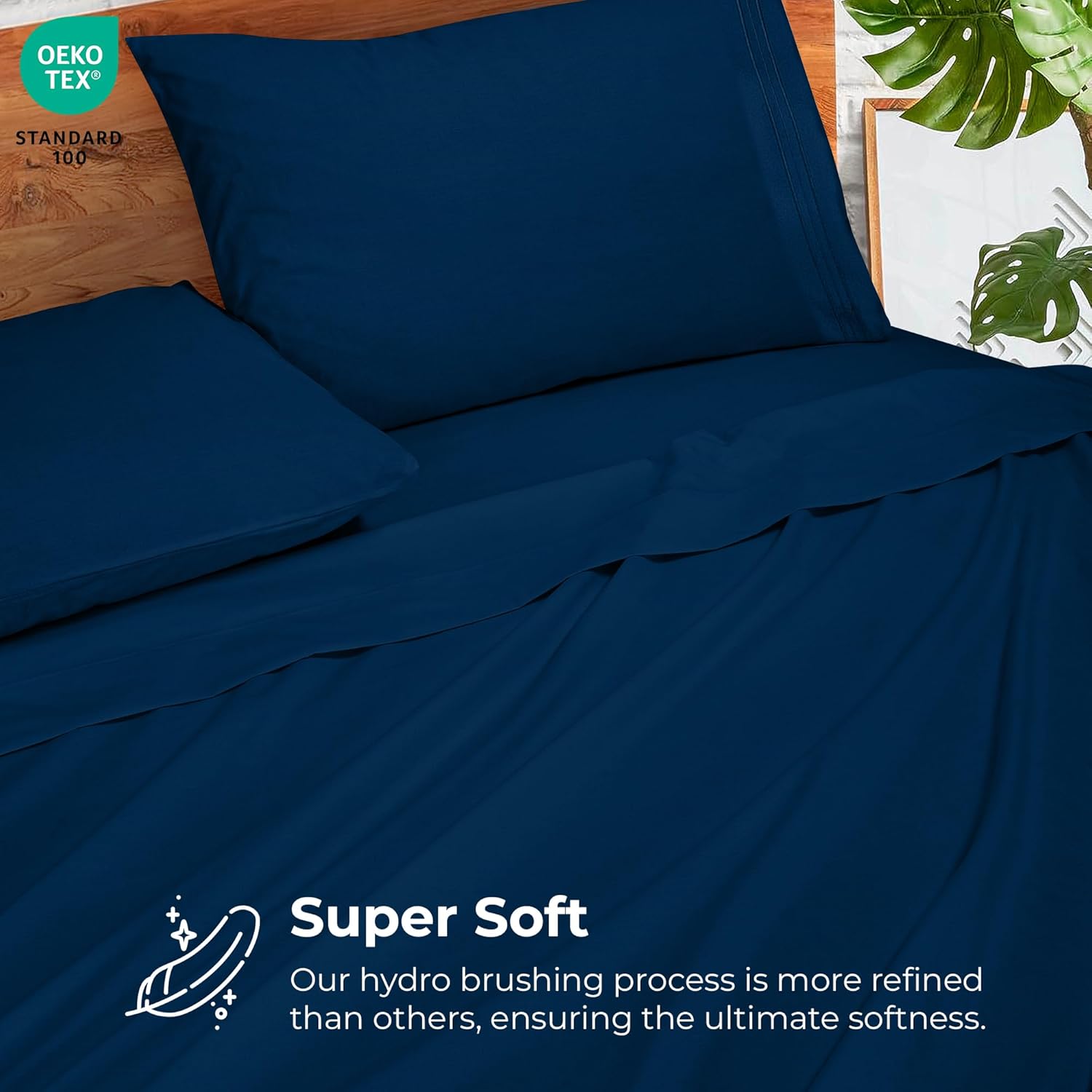ROYALE LINENS – Sábanas California King de 4 piezas – Ropa de cama de microfibra cepillada 1800 – 1 sábana bajera, 1 sábana encimera, 2 fundas de