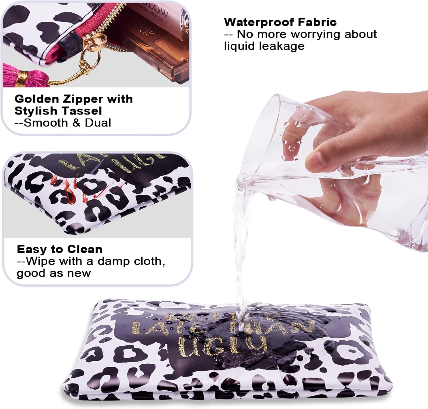 WOOMADA Bolsa de maquillaje grande con cremallera, organizador portátil de cosméticos de viaje para mujeres, regalos y accesorios, organizador de