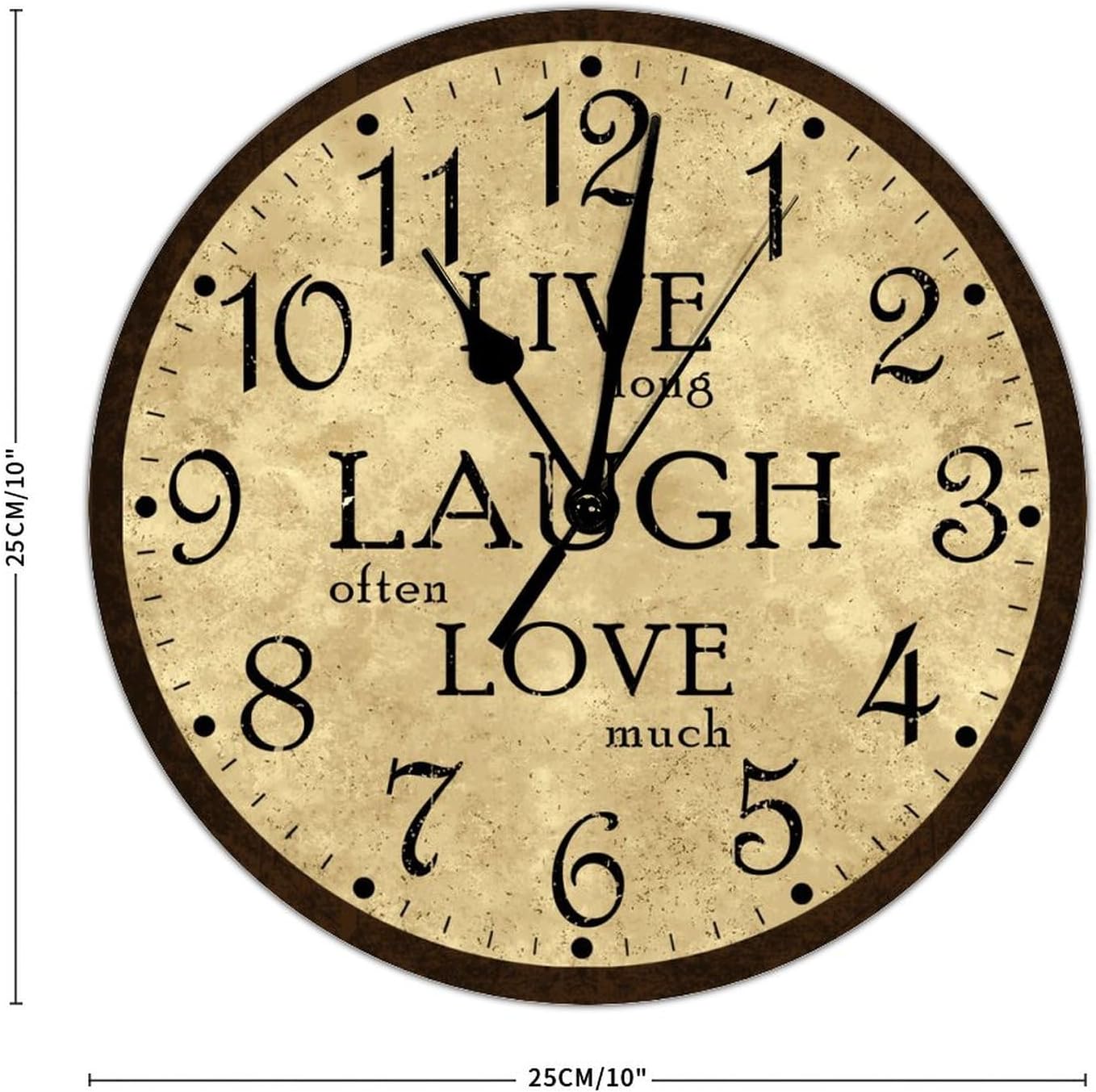 Relojes de pared con pilas, reloj rústico de madera marrón, reloj retro para decoración de cocina, reloj de pared sin tictac, decorativo, fácil de