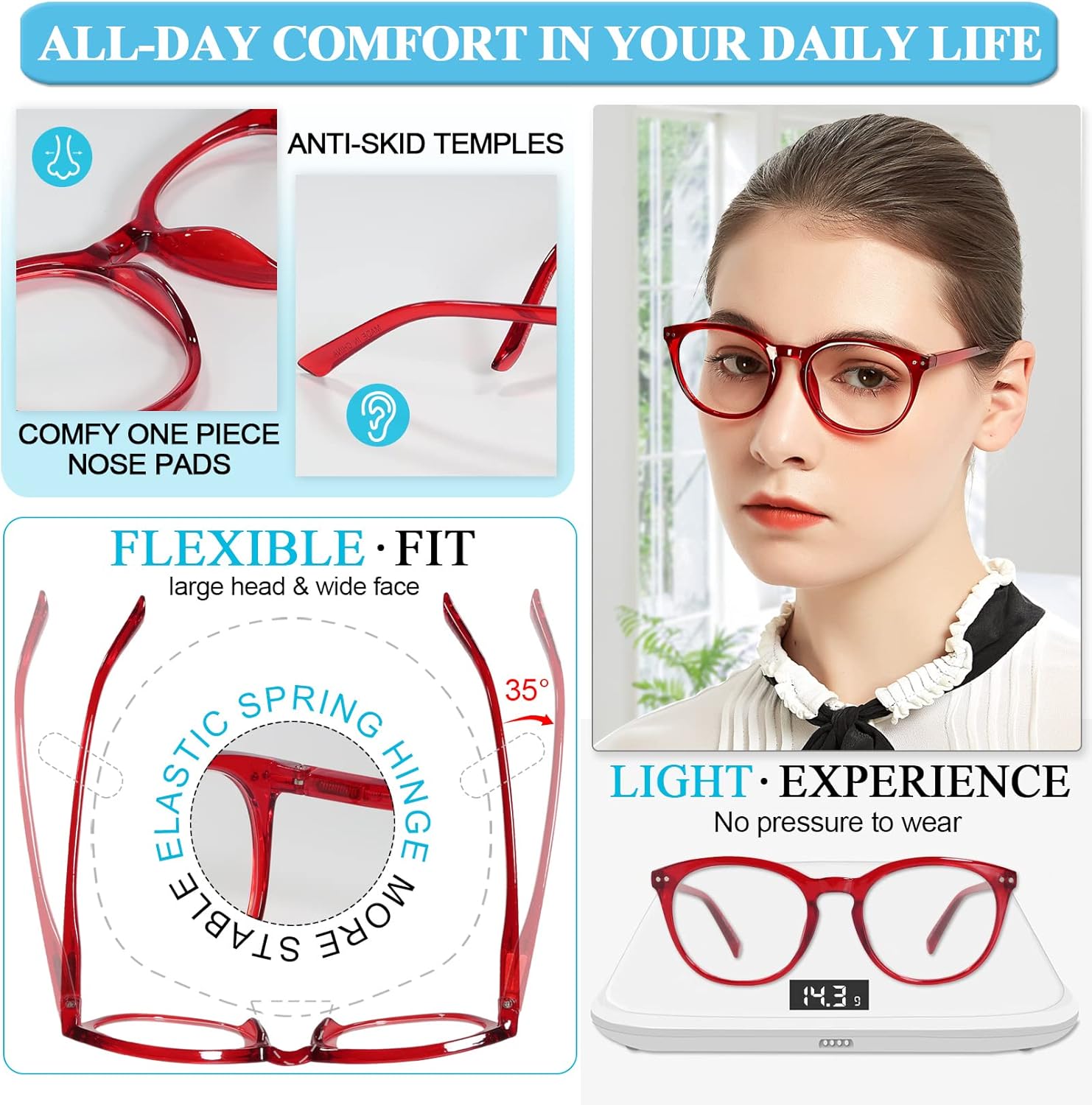 MARE AZZURO Lentes de lectura para mujer, redondos, para lectores femeninos, 0 1.0, 1.25, 1.5, 1.75, 2.0, 2.25, 2.5, 2.75, 3.0, 3.5, 4.0, 5.0, 6.0