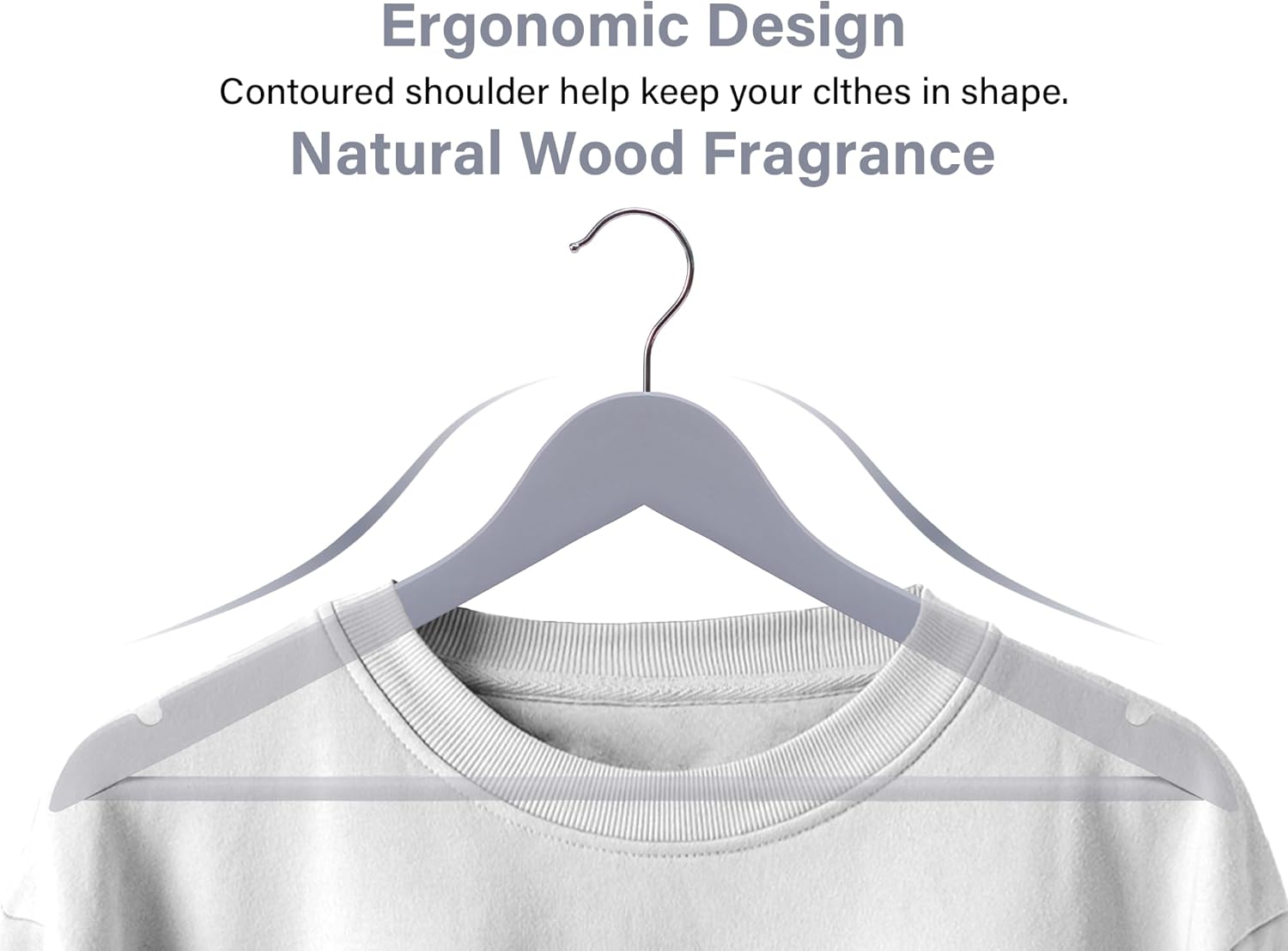 StorageWorks Percha de madera para abrigos, perchas de madera para ropa, paquete de 30 unidades, color gris, perchas de madera natural para abrigos,
