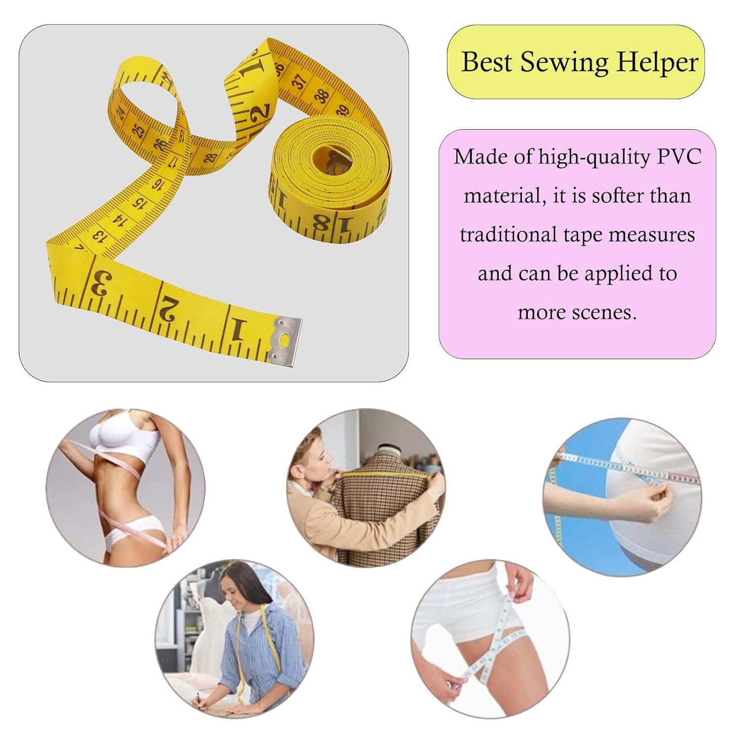 2Pcs Tape Measure Measuring Tape for Body, 120-Inch Double Scale Sewing Flexible Ruler for Weight Loss Body Measurement Tailor Craft Vinyl Body