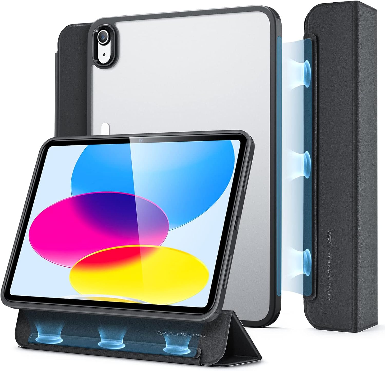 ESR for iPad 10th Generation Case (2022), iPad 10.9 Inch Case with Detachable Magnetic Cover, Smart Trifold Stand with Hard Shell Back, Slim and