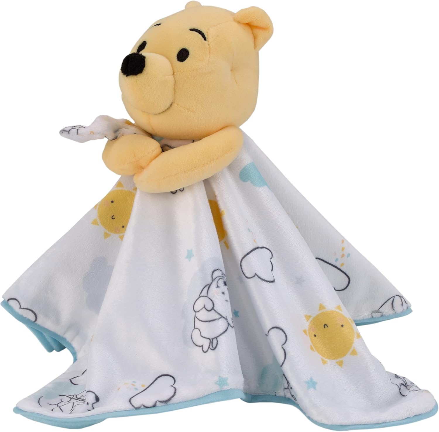 Disney Winnie The Pooh – Juego de 2 piezas de manta de bebé Sherpa súper suave y manta de seguridad para bebé, color blanco, amarillo y aguamarina