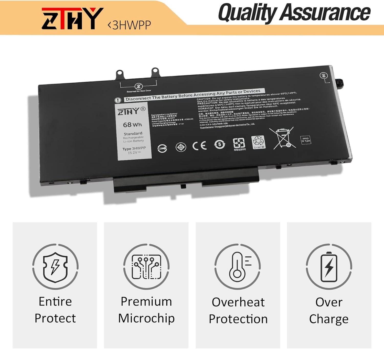 ZTHY 3HWPP – Batería de repuesto para laptop Dell Latitude 5401 5410 5411 5501 5510 5511 Precisión 3541 3551 Inspiron 7706 2 en 1 Inspiron 17