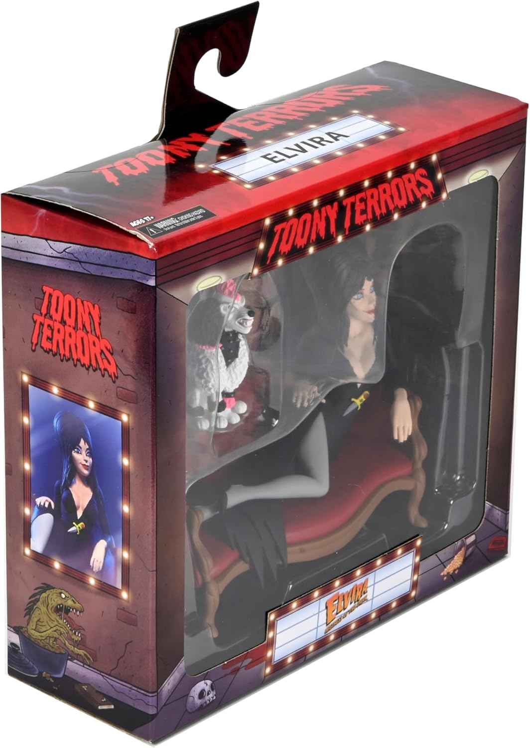 NECA – Juego de figuras de acción de Elvira on Couch (Toony Terrors) de 6 pulgadas en caja