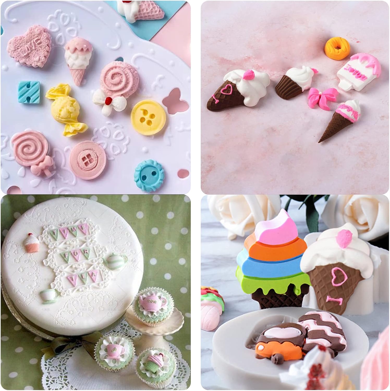 Molde de silicona para caramelos de piruleta, molde de chocolate para pastel de helado, tetera, fondant, moldes para hornear para decoración de