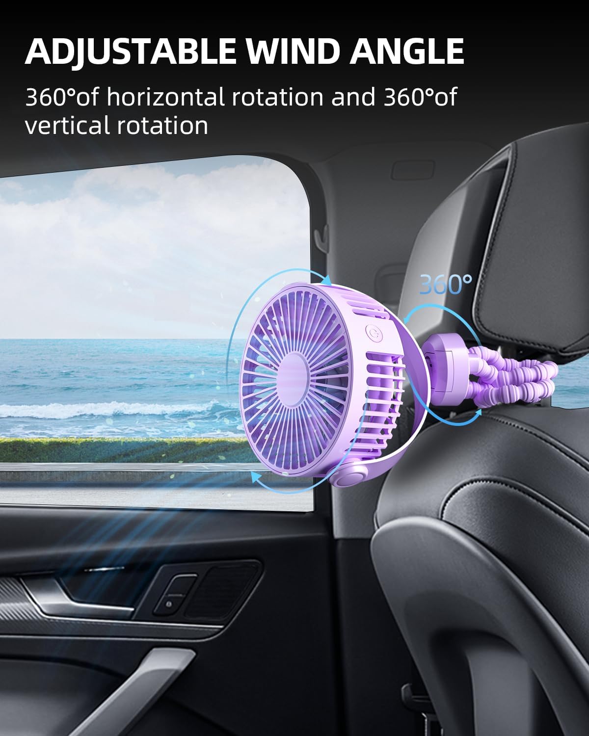 Ventilador de cochecito, ventilador portátil con clip, ventilador portátil con rotación de 360, ventilador de escritorio personal recargable por