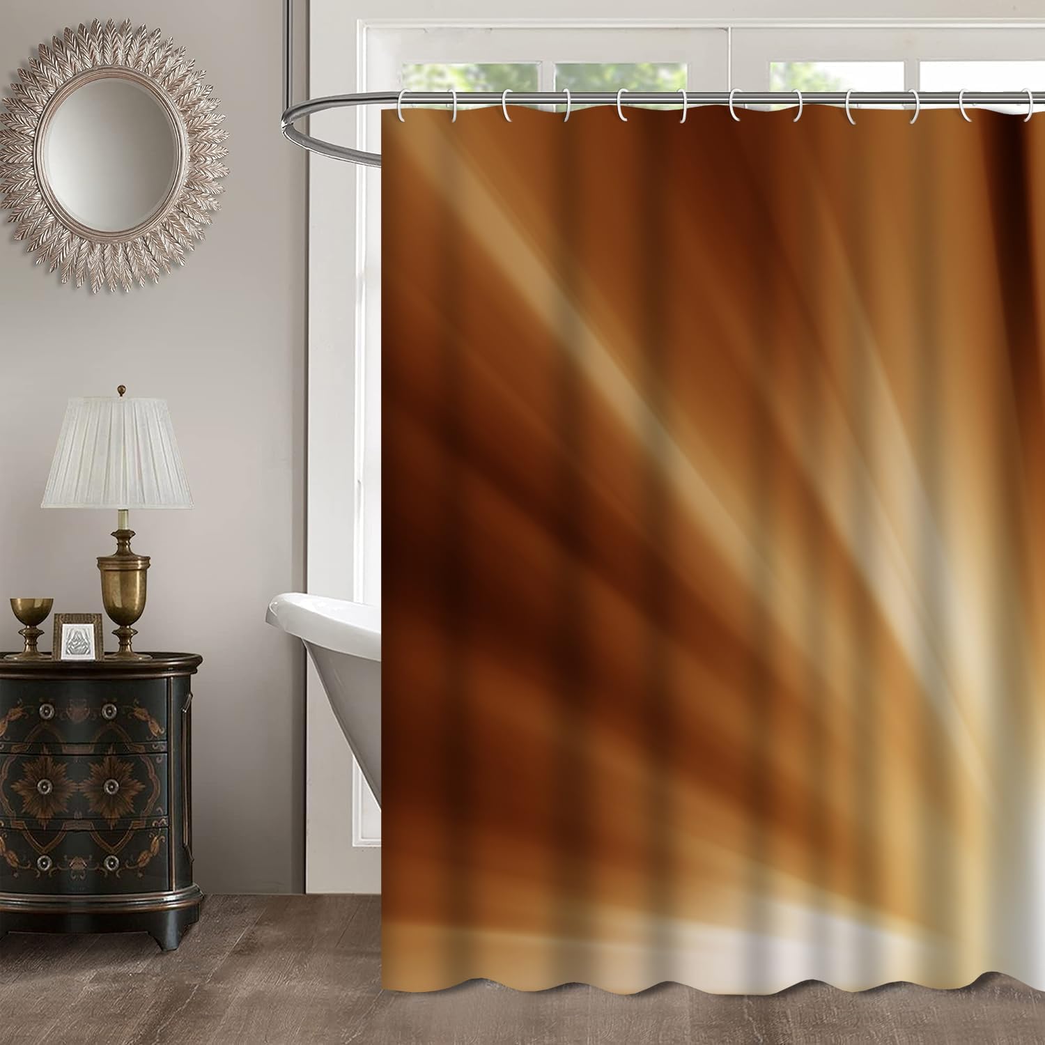 GALMAXS7 Yellow Orange Shower Curtain,Abstract Yellow and Orange Shower Curtains for Bathroom with 12 Hooks,72 x 72 Inch
