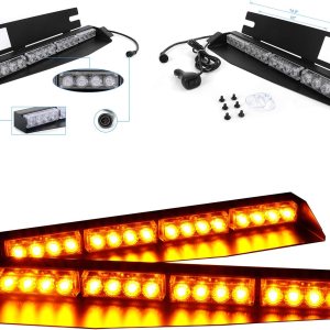 Baliza con visera LED de 32W, luz estroboscópica de emergencia para parabrisas, lámpara de tablero con plataforma con montaje separado, Ambar Baliza con visera LED de 32W, luz estroboscópica de emergencia para parabrisas, lámpara de tablero con plataforma con montaje separado, Ambar
