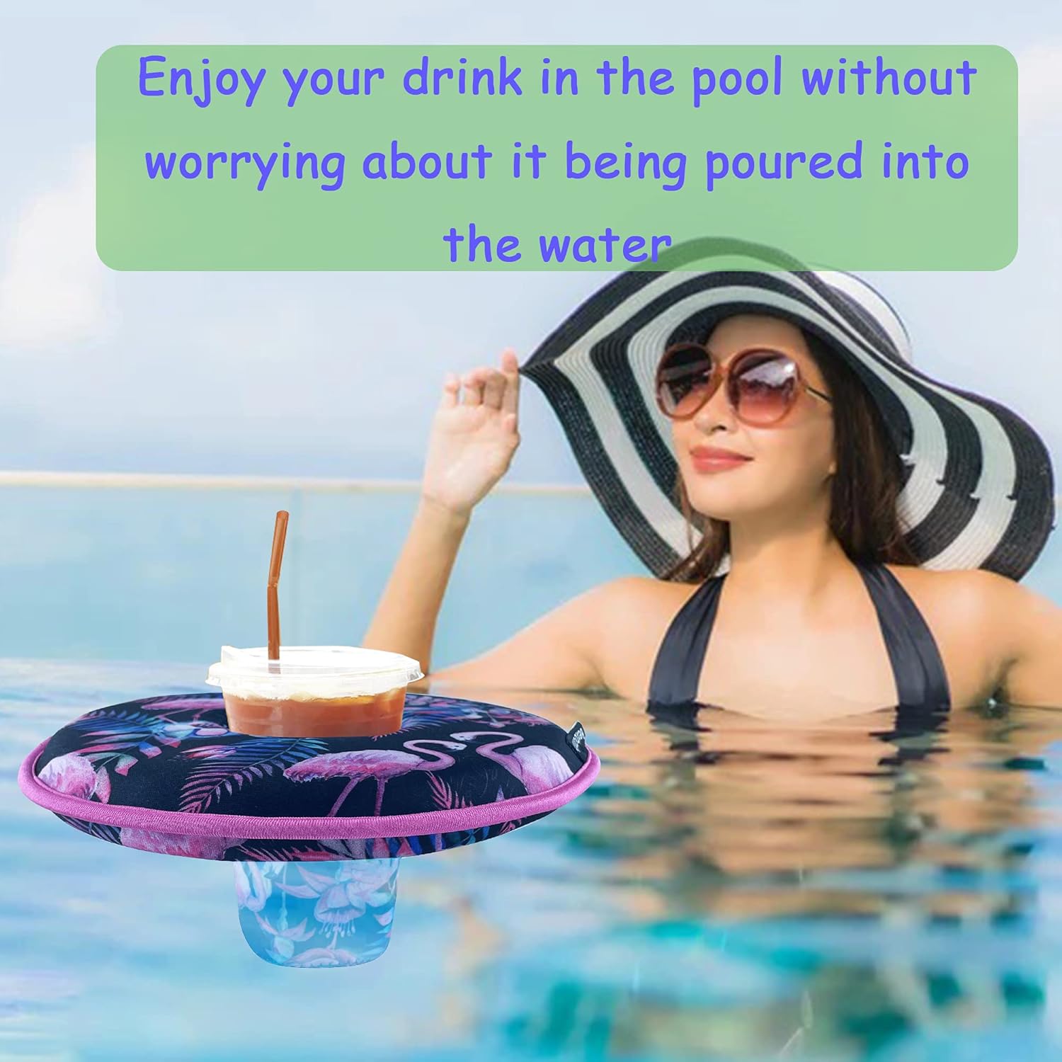 Bexbchh Soporte flotante para bebidas de neopreno para piscina, posavasos flotantes, portavasos de piscina para bebidas, flotadores para bebidas de