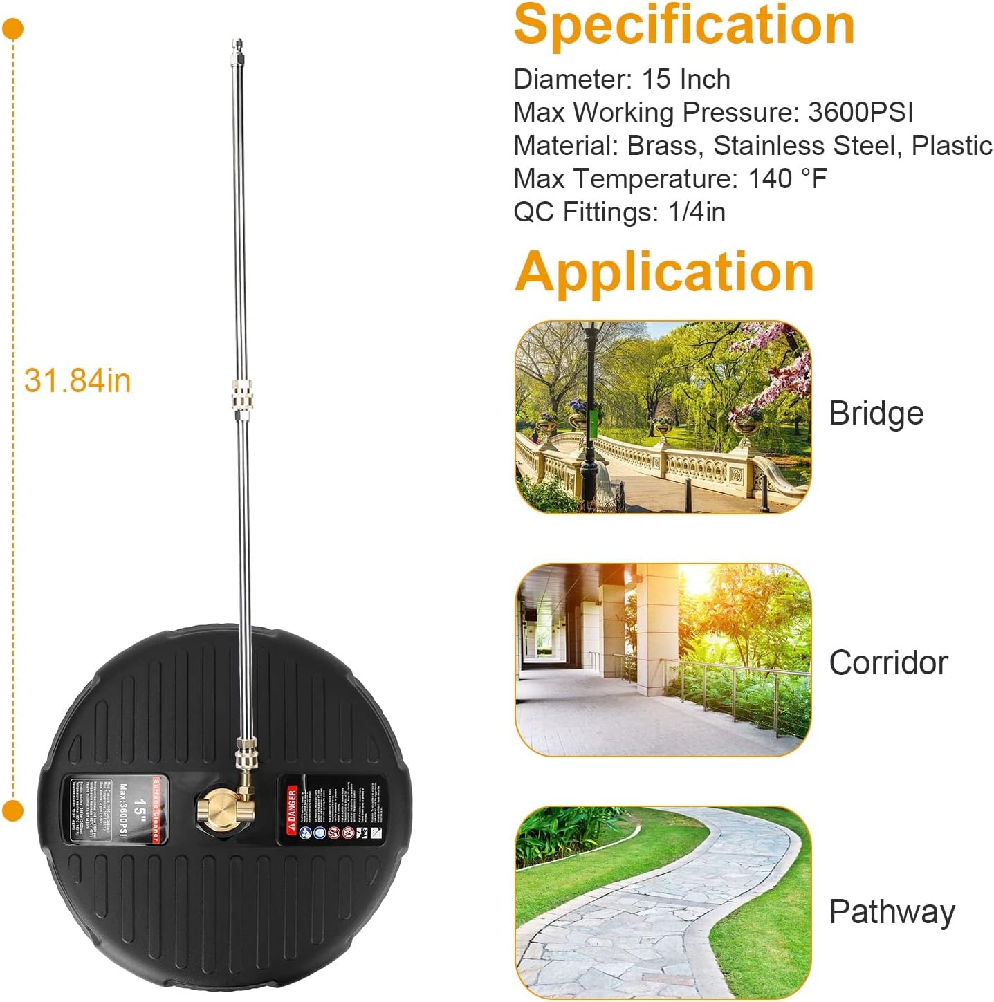 Moclever – Limpiador de superficie para lavadora a presión, accesorio circular para lavadora a presión de 3600 PSI, accesorio de disco de lavadora