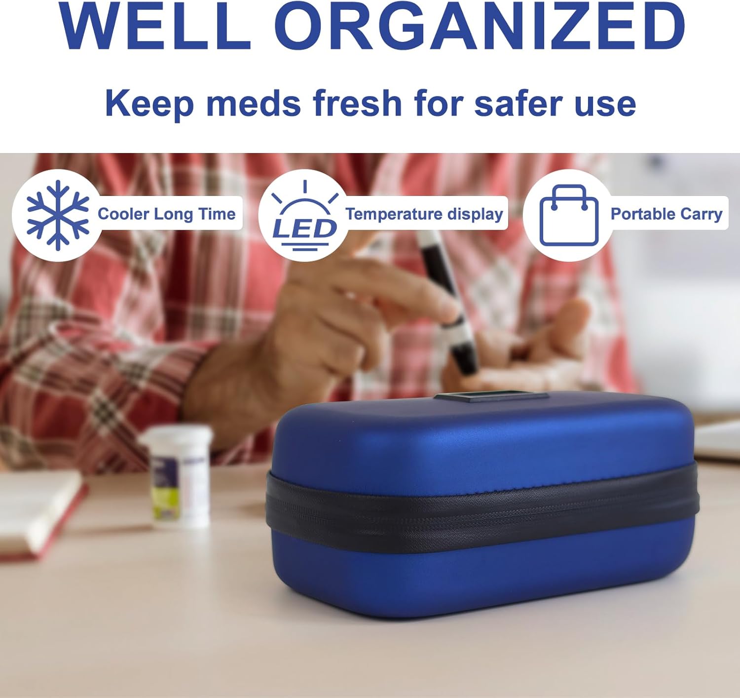 Funda de viaje para enfriar insulina, bolsa enfriadora de medicamentos aprobada por la TSA para 8 bolígrafos de insulina y suministros para