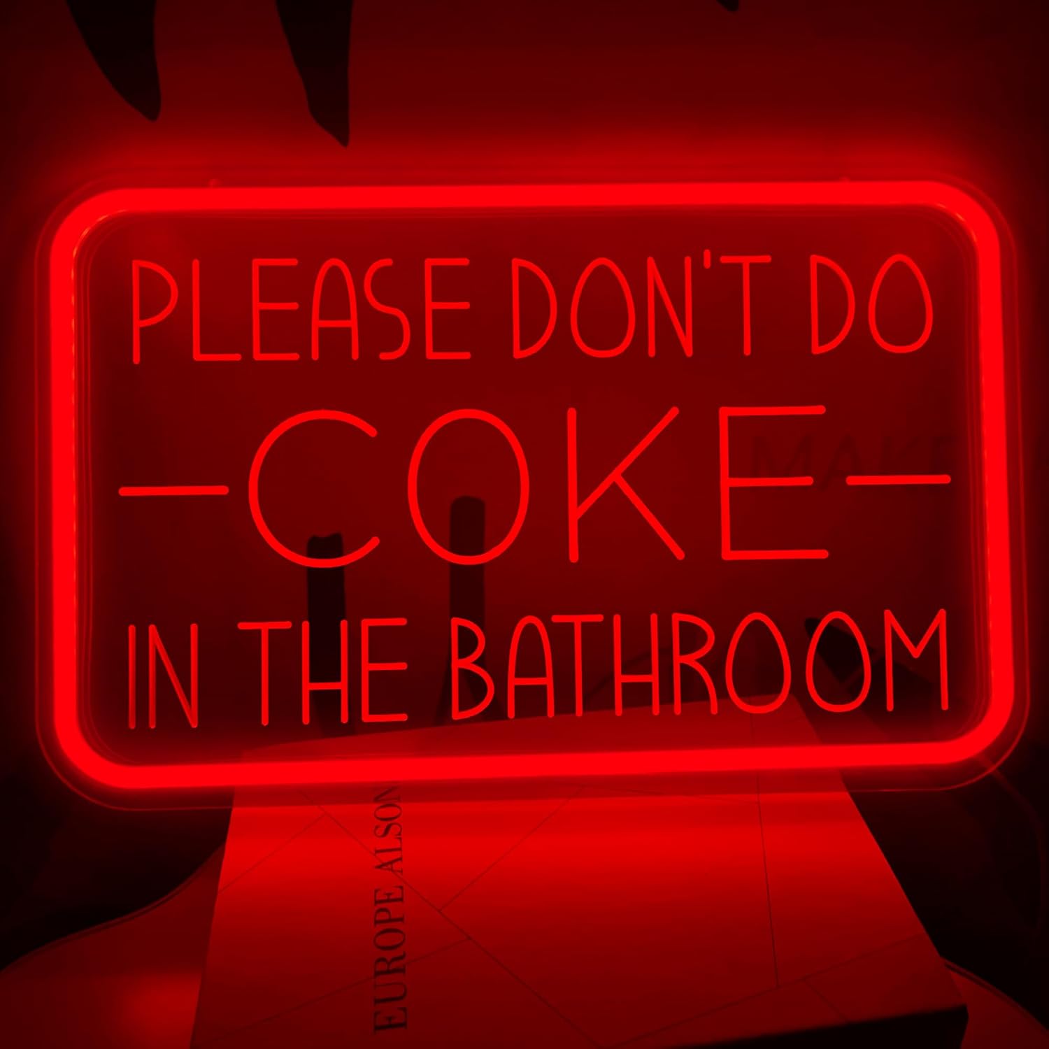 Letrero de neón con texto en inglés “Please Don’t Do Coke in The Bath” para decoración de pared, luz LED de neón alimentada por USB con brillo