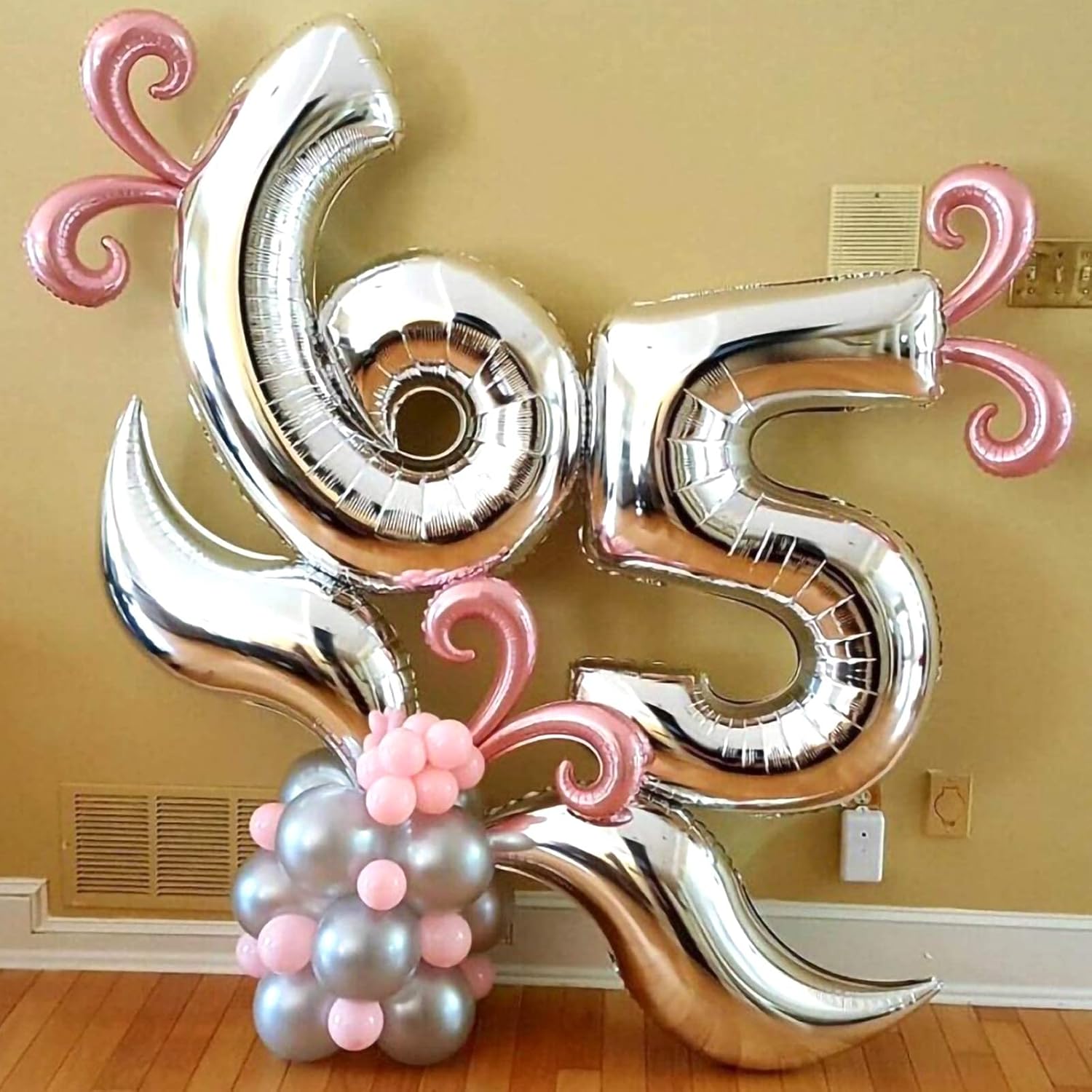Globo de número 5, color plateado, grande, gigante, jumbo, decoraciones de fiesta de 5 cumpleaños, globos de aluminio Mylar helio para niños, globos