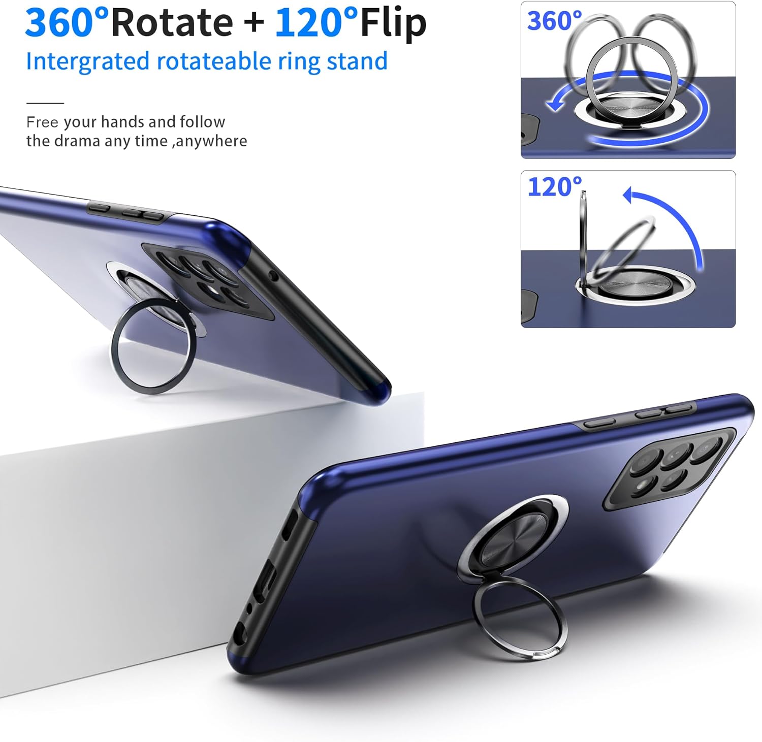 Yamink Funda para Samsung Galaxy A52 5G con protector de pantalla de vidrio templado, híbrida 2 en 1, funda protectora delgada y resistente con