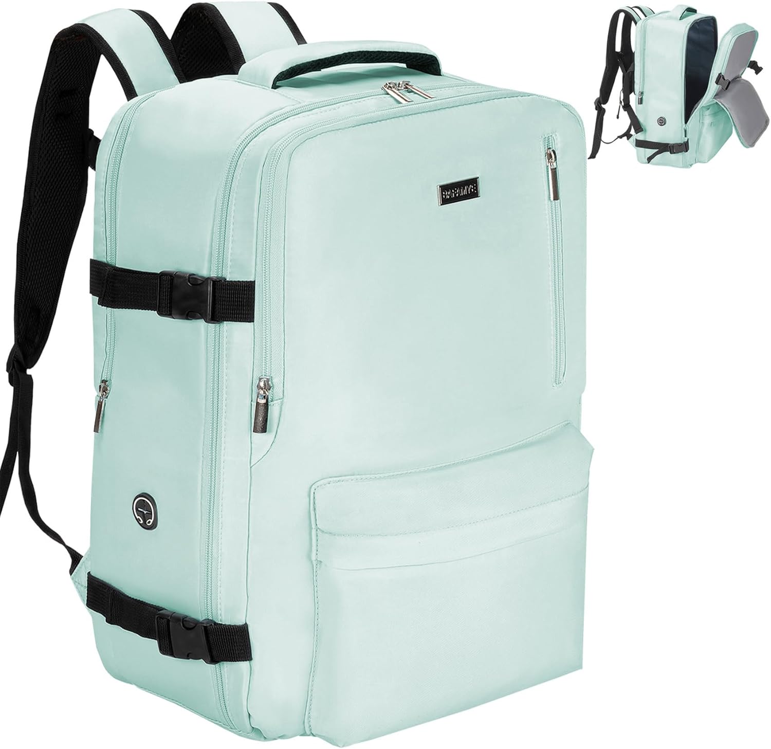 Mochila para portátil de 17 pulgadas, compatible con la TSA, puerto de carga USB, impermeable, adecuada tanto para hombres como para mujeres, Azul,