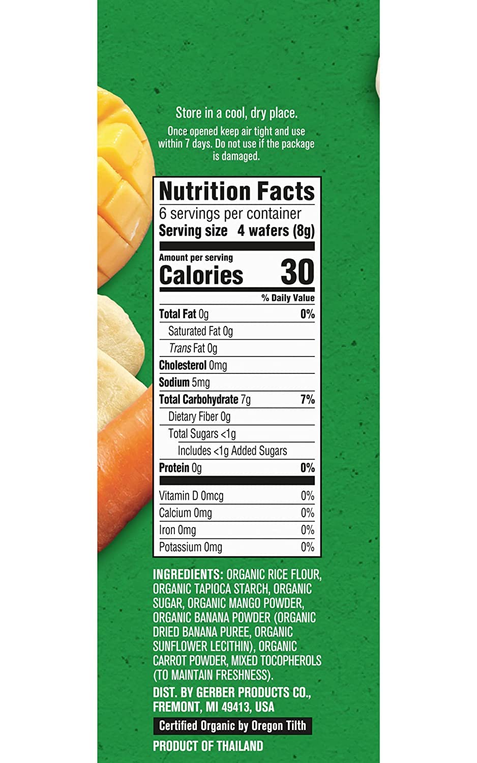 Gerber Obleas suaves para dentición orgánicas, mango y plátano y zanahoria (1 unidad (paquete de 3))