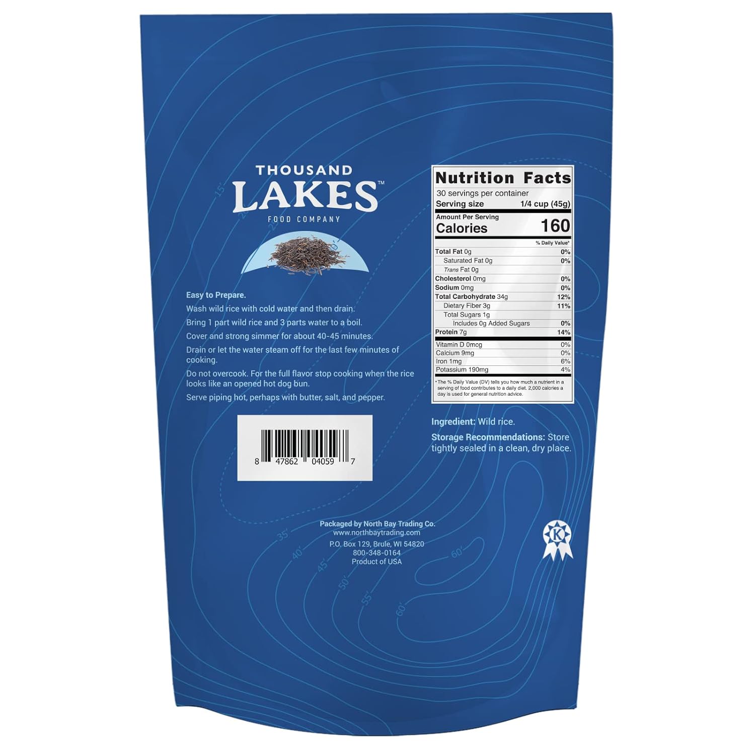 Thousand Lakes Arroz silvestre cultivado en Minnesota – 3 libras (48 onzas) – Bolsa a granel  Arroz 100% salvaje  Todo natural