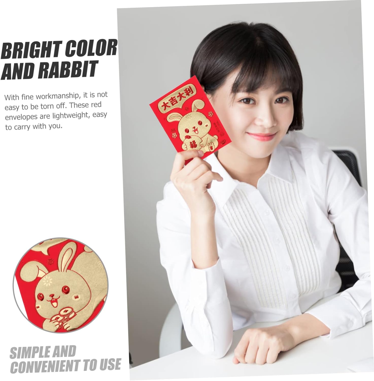 STOBOK 192 Pcs Year of The Rabbit Red Envelope Gift Cash Envelopes Money Envelopes New Year Red Envelopes Lunar Rabbit Hong Bao Rabbit Year Red