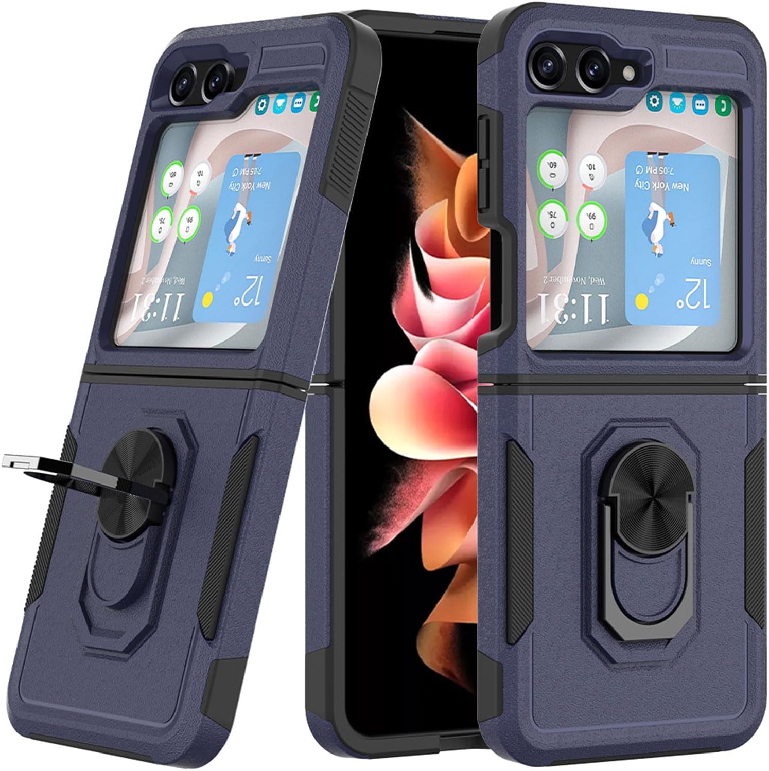 Ailiber Funda para teléfono Galaxy Z Flip 5, funda Samsung Galaxy Z Flip5 con protector de pantalla, soporte de anillo para montaje magnético de