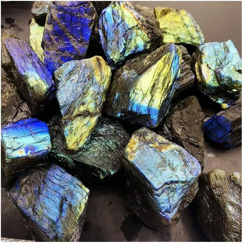 Piedra natural de labradorita bule, piedra de cristal curativo para decoración del hogar, piedra lunar, cuarzo mineral, regalos de cristales reales