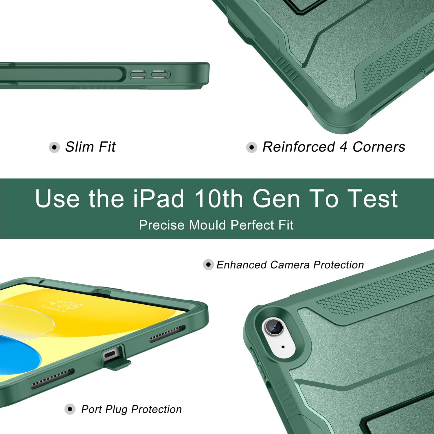 Soke Funda para iPad de 10.9 pulgadas de 10.9 pulgadas 2022, con protector de pantalla integrado y soporte, funda protectora de cuerpo completo
