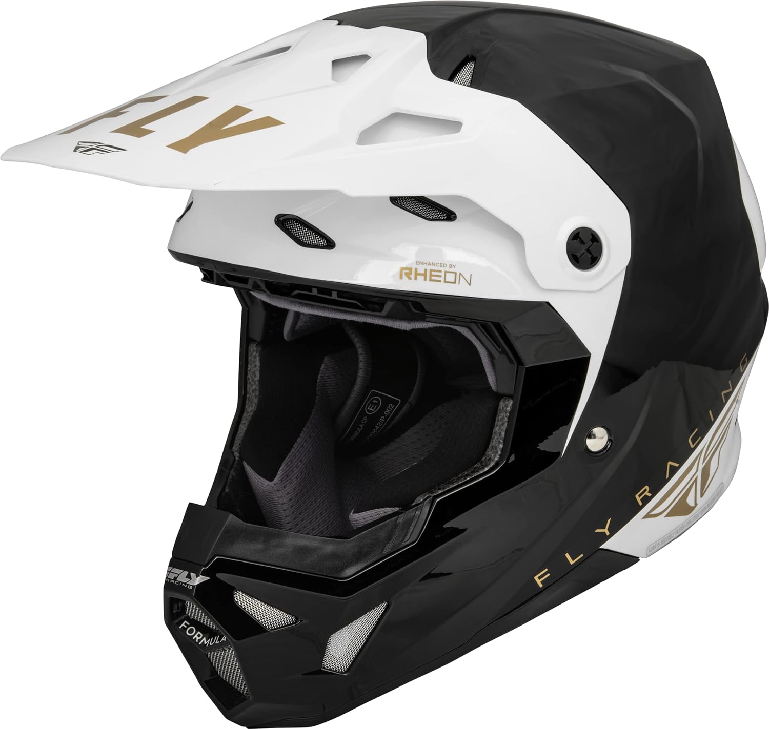 Fly Racing 2023 Formula CP Casco para adultos, negroblancodorado, talla XL