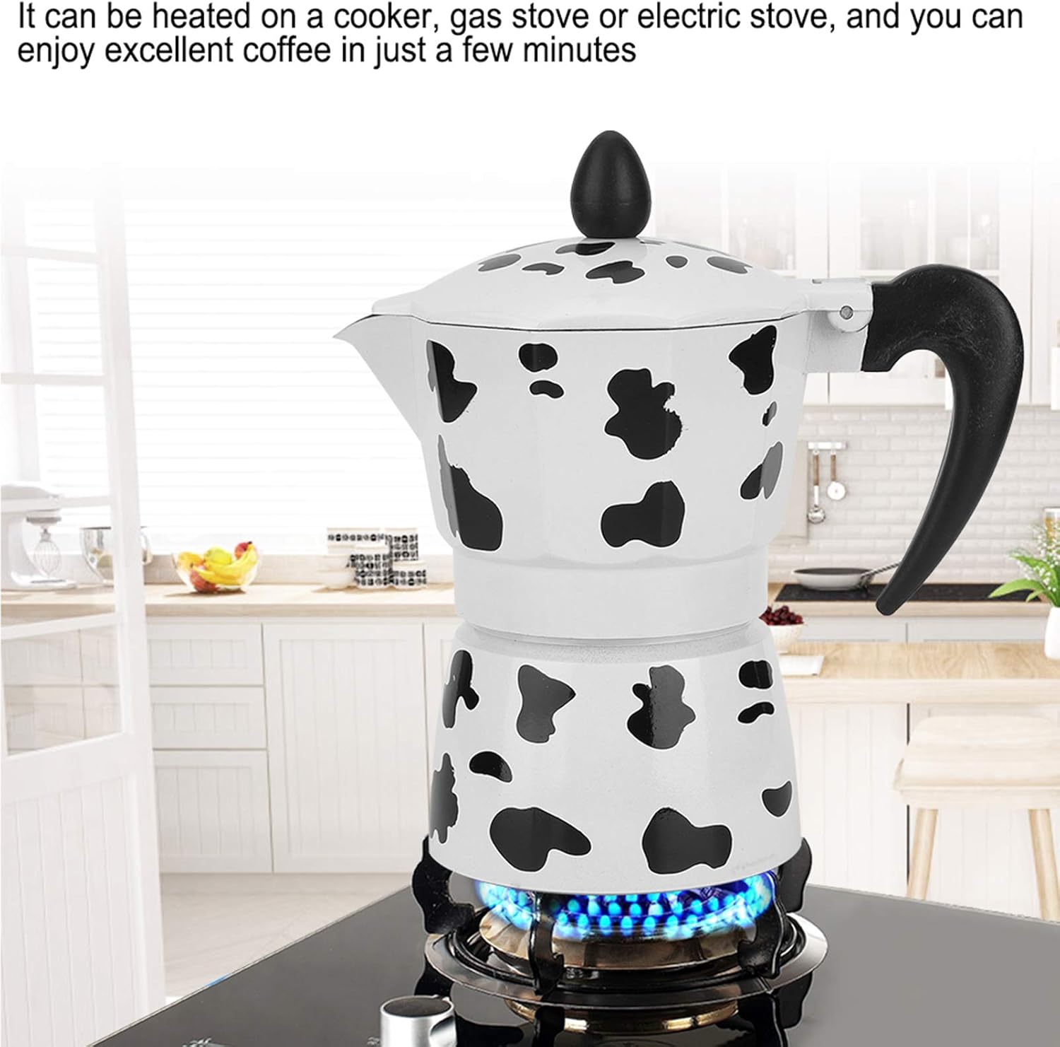 Cafetera para el hogar, hervidor concentrado a mano para verter moka color vaca con leche de aluminio color vaca para hervidor italiano hervir