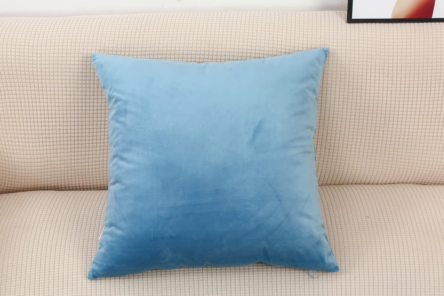TangDepot Juego de 2 fundas de almohada de terciopelo súper suaves, fundas de almohada europeas (24 x 24 pulgadas, 2 piezas, A02 azul)
